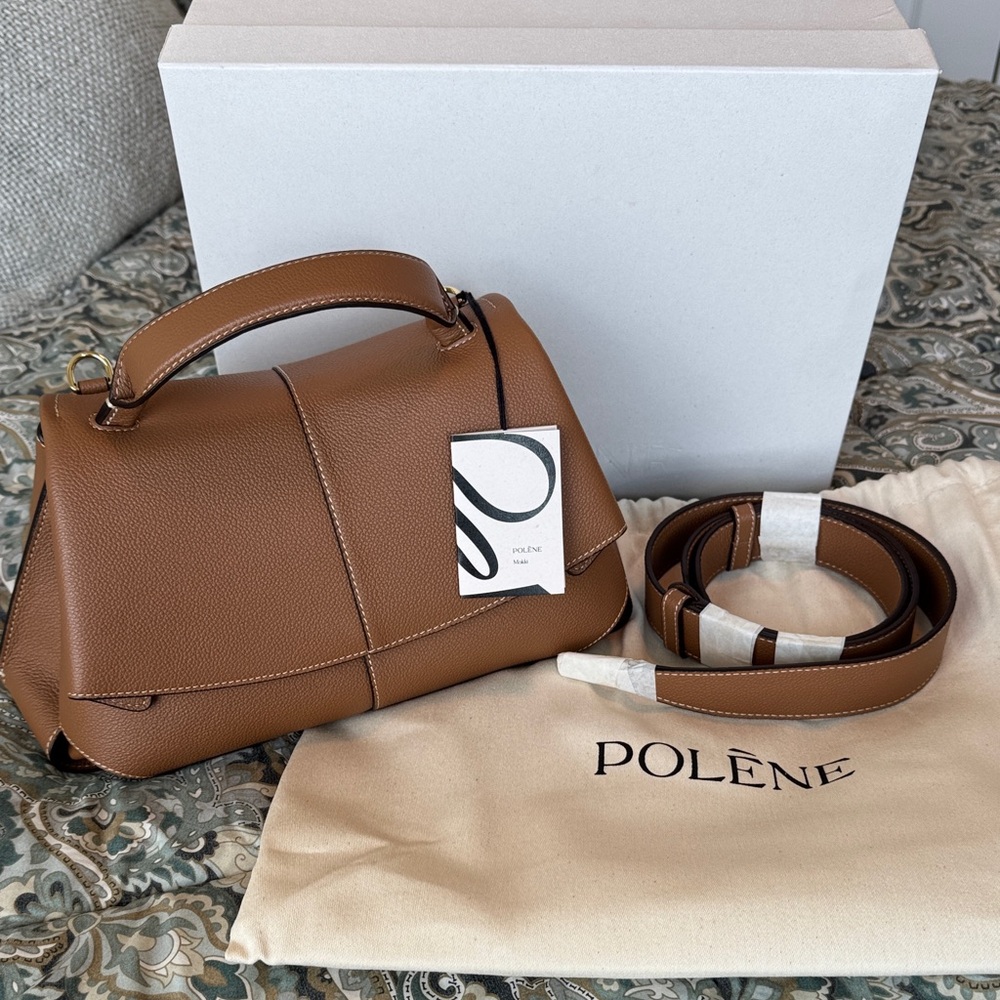 NWT Polene Mokki Camel Leather Handbag w/Tags & Original packaging